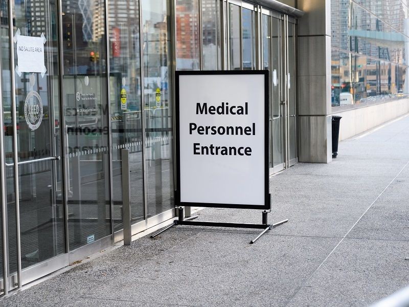 Entrance for medical healthcare workers