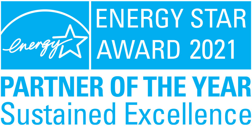 Blue and white logo for Energy Star Award 2021